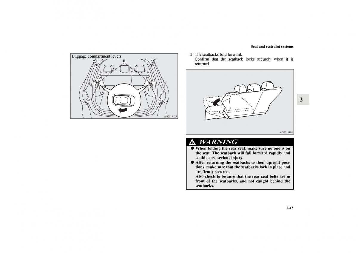 Mitsubishi Lancer Sportback VIII 8 owners manual / page 44