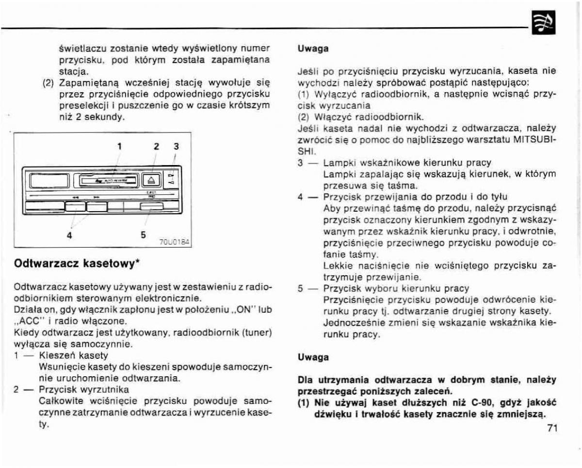 Mitsubishi Lancer IV 4 instrukcja obslugi / page 72