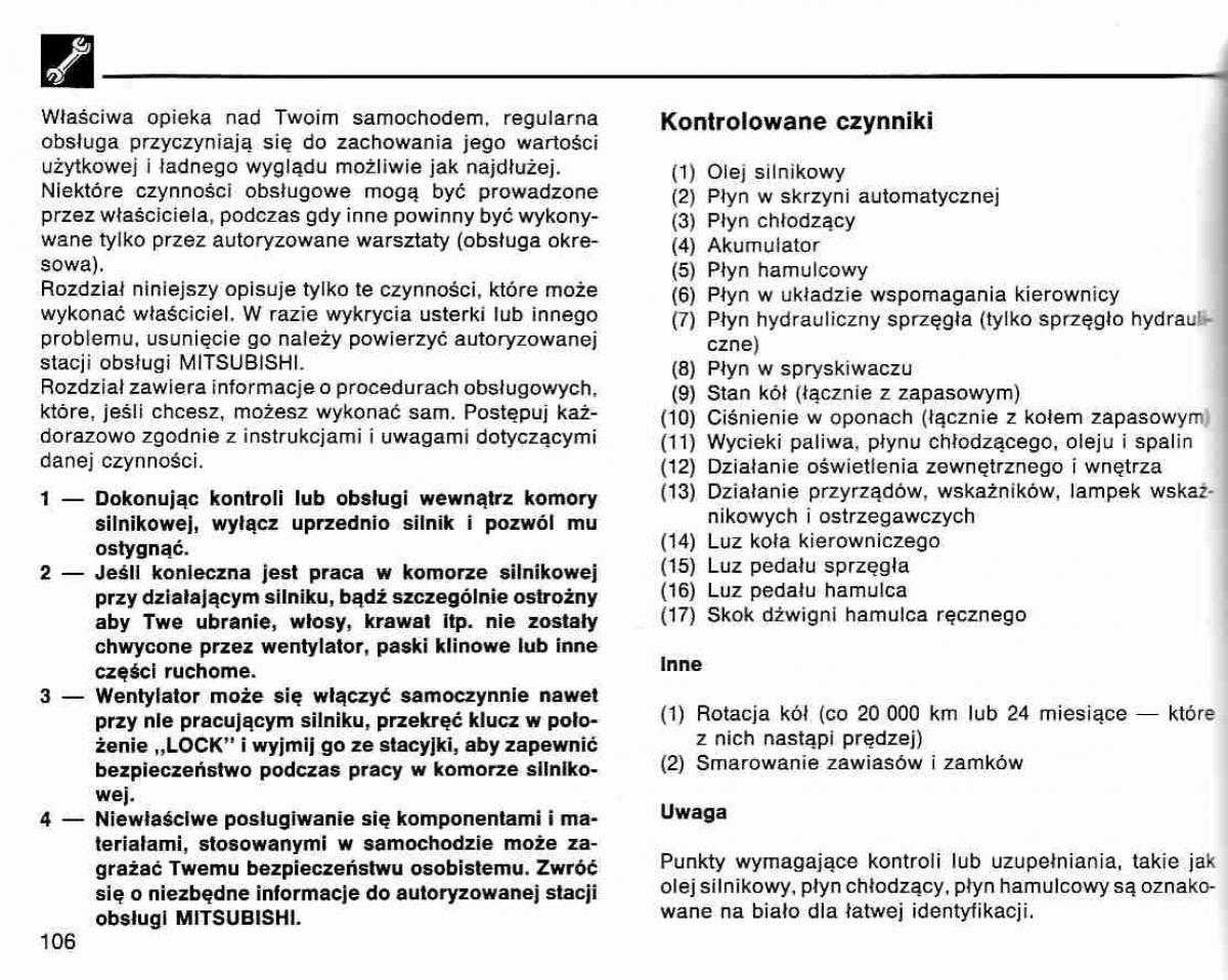 Mitsubishi Lancer IV 4 instrukcja obslugi / page 107