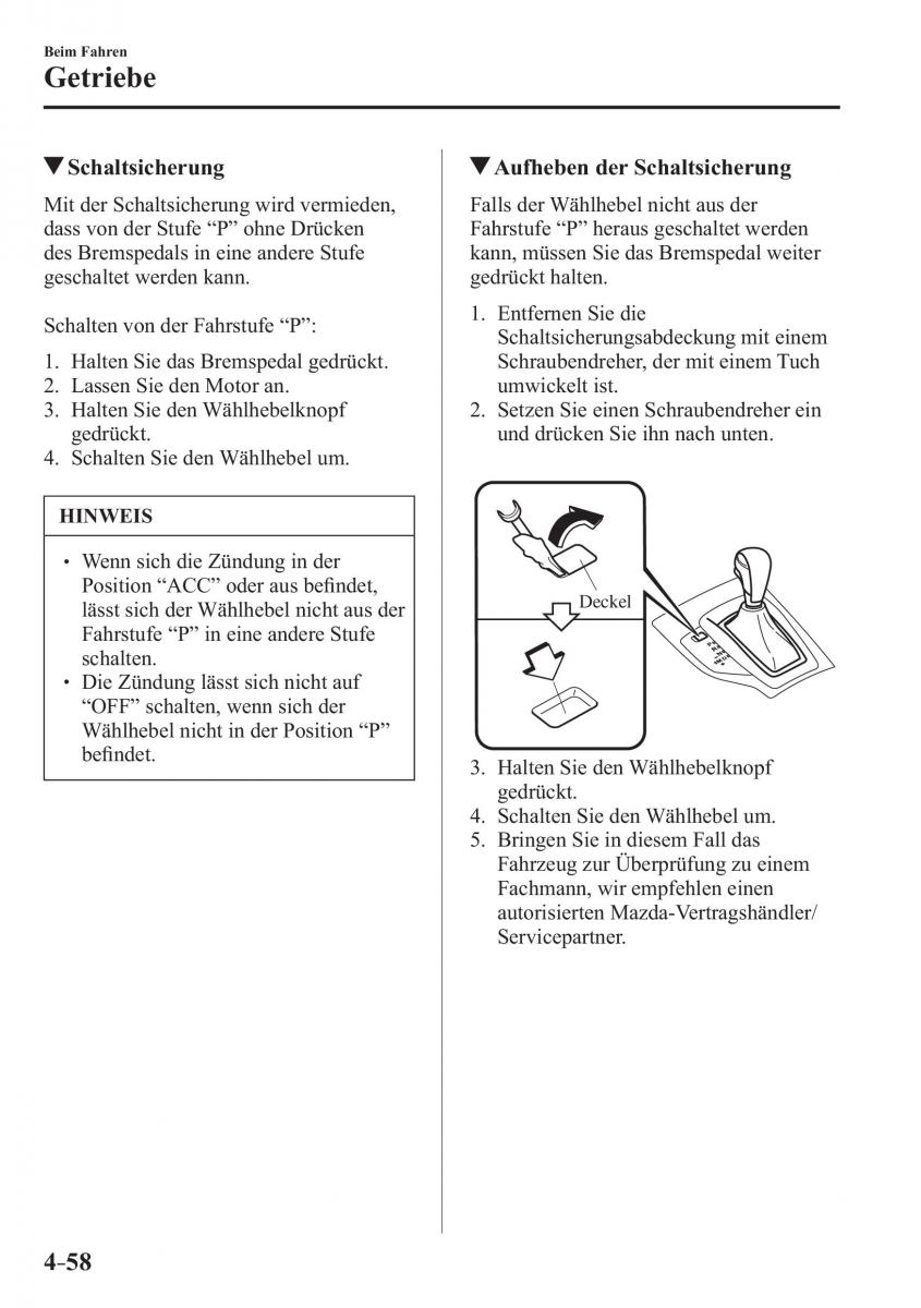 Mazda 3 III Handbuch / page 217