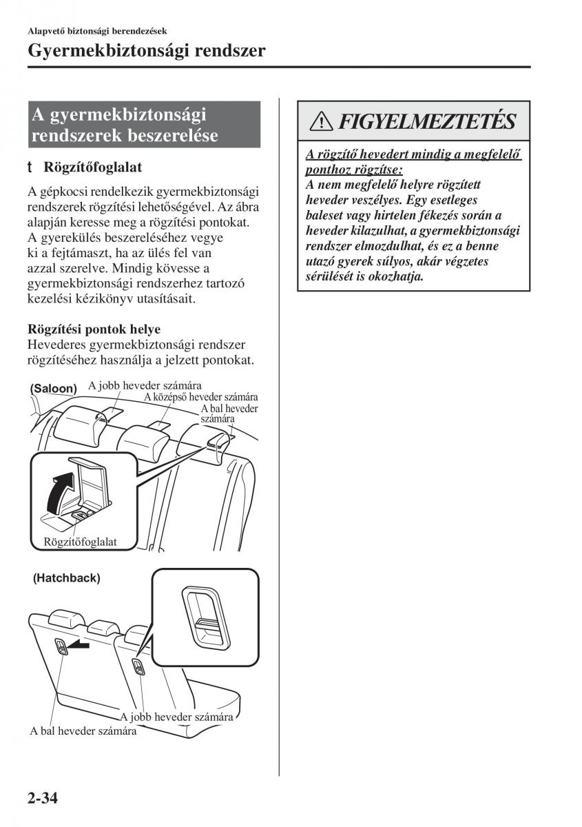 Mazda 3 III Kezelesi utmutato / page 58