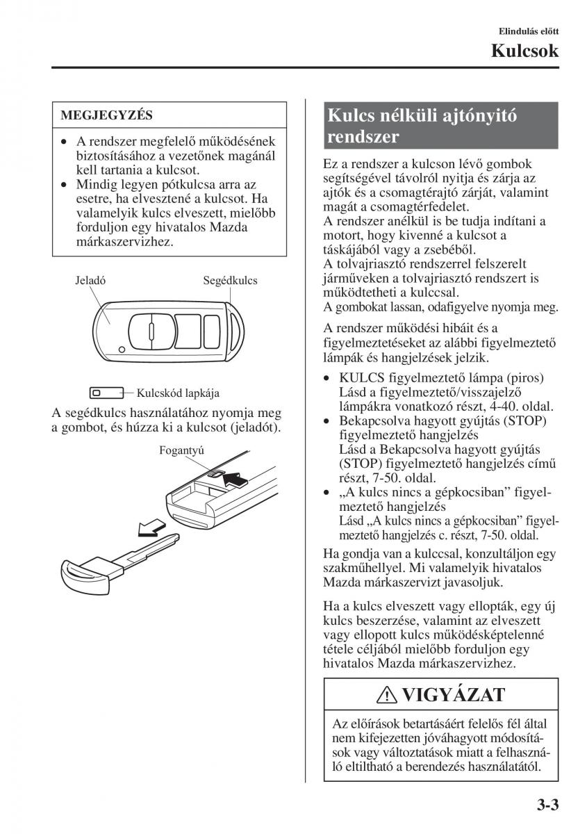 Mazda 3 III Kezelesi utmutato / page 81