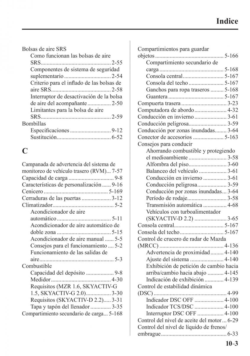 Mazda 3 III manual del propietario / page 725