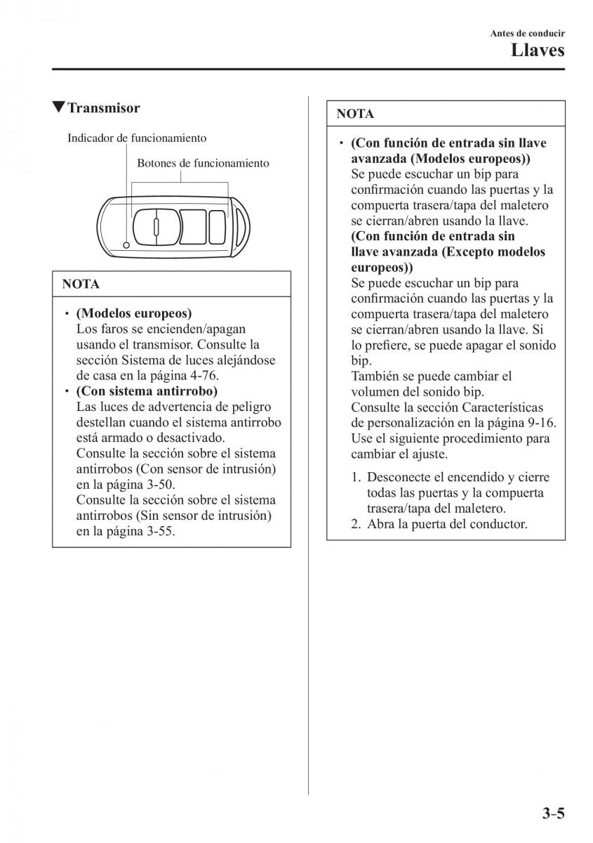 Mazda 3 III manual del propietario / page 89