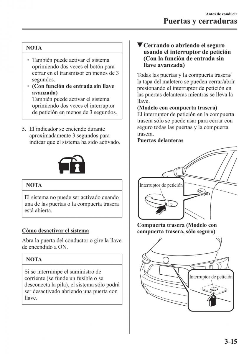 Mazda 3 III manual del propietario / page 99