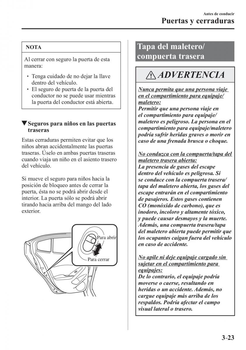 Mazda 3 III manual del propietario / page 107