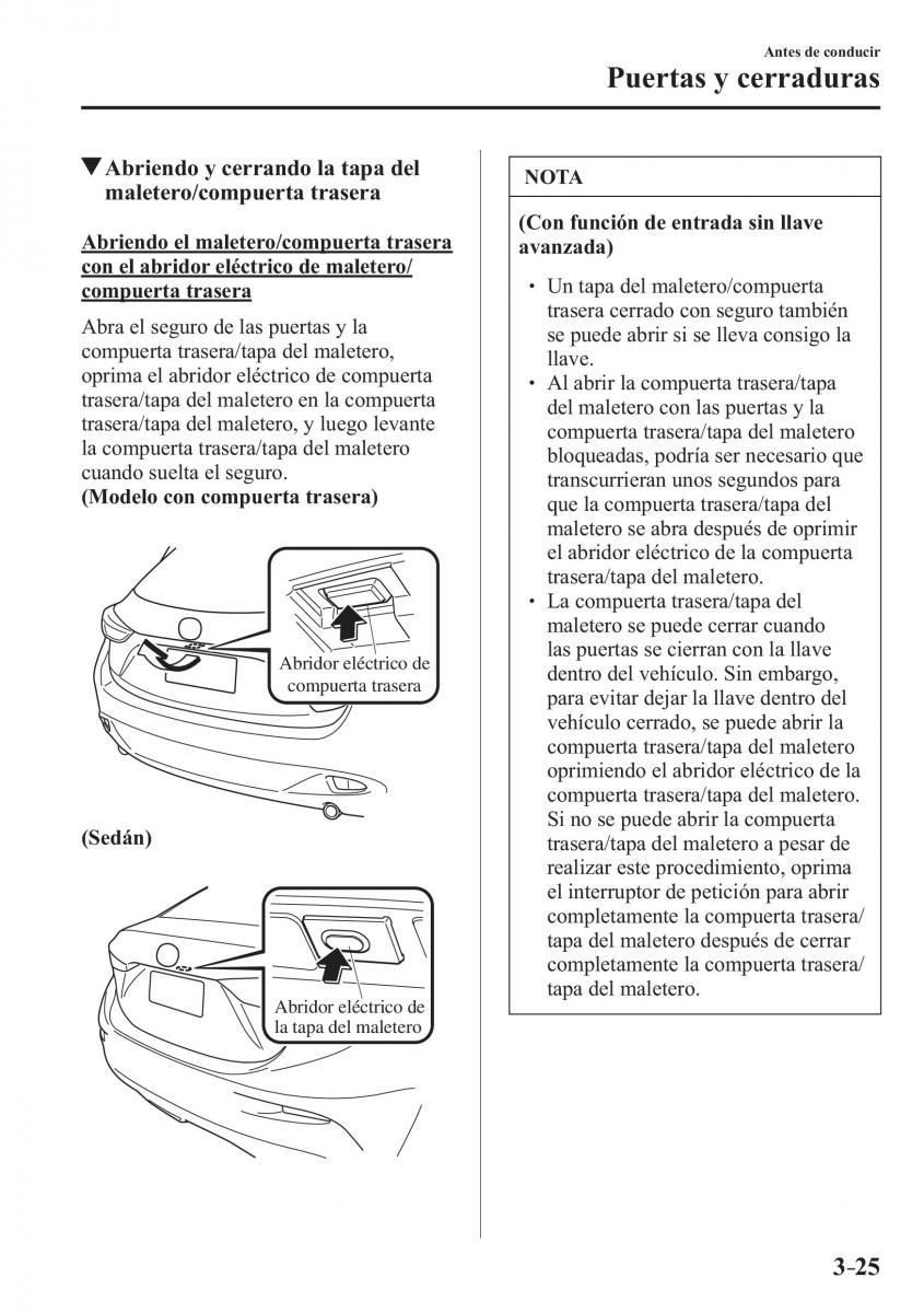 Mazda 3 III manual del propietario / page 109