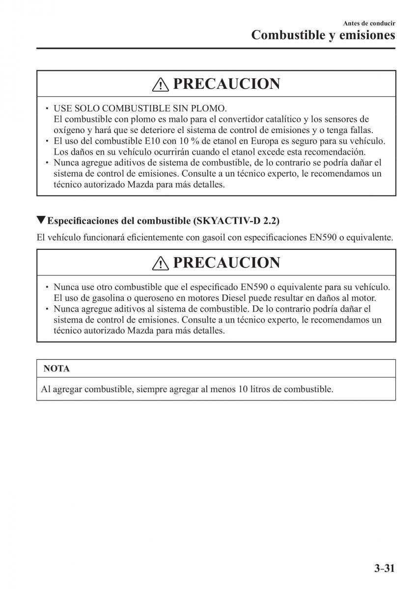 Mazda 3 III manual del propietario / page 115