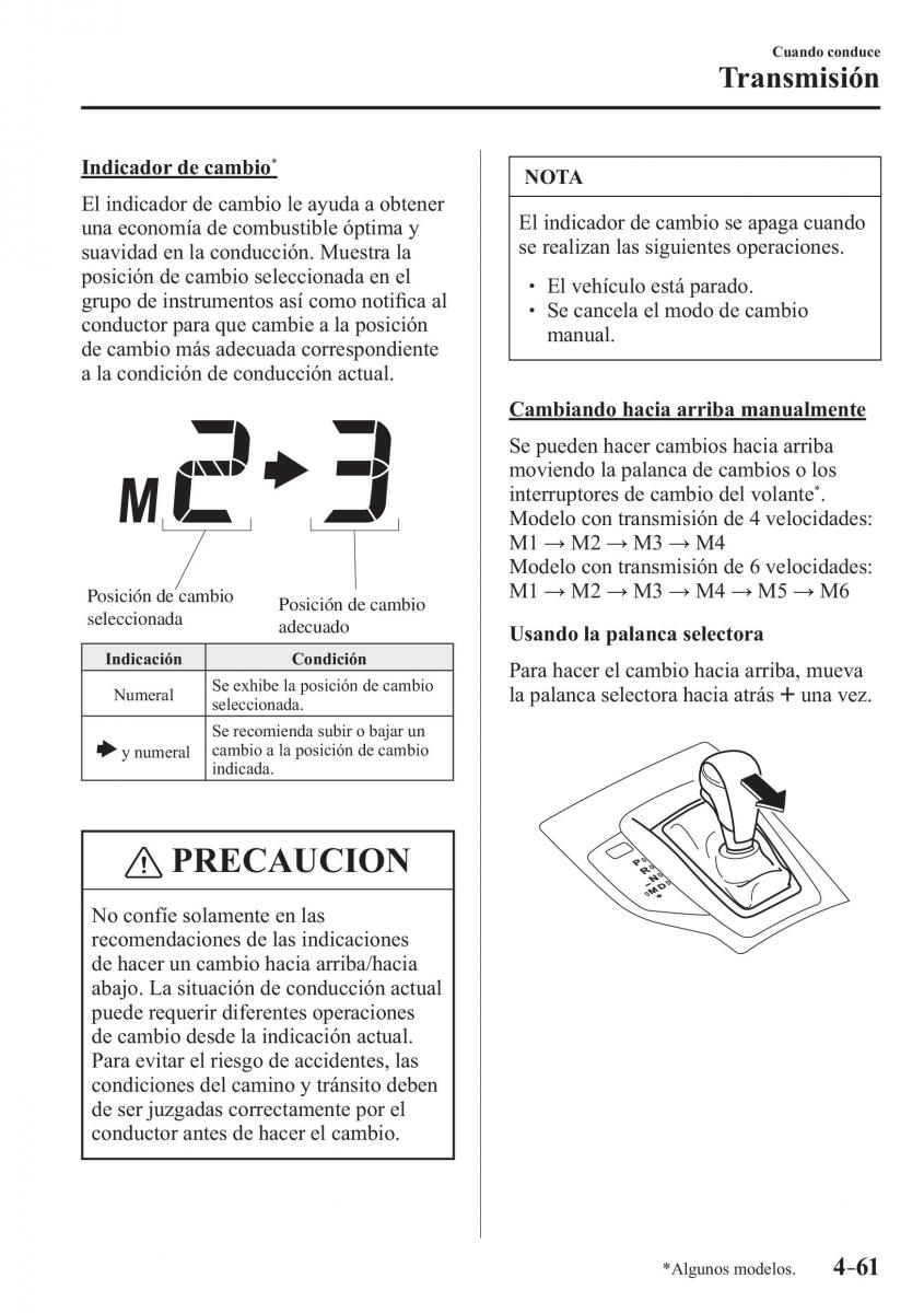 Mazda 3 III manual del propietario / page 221