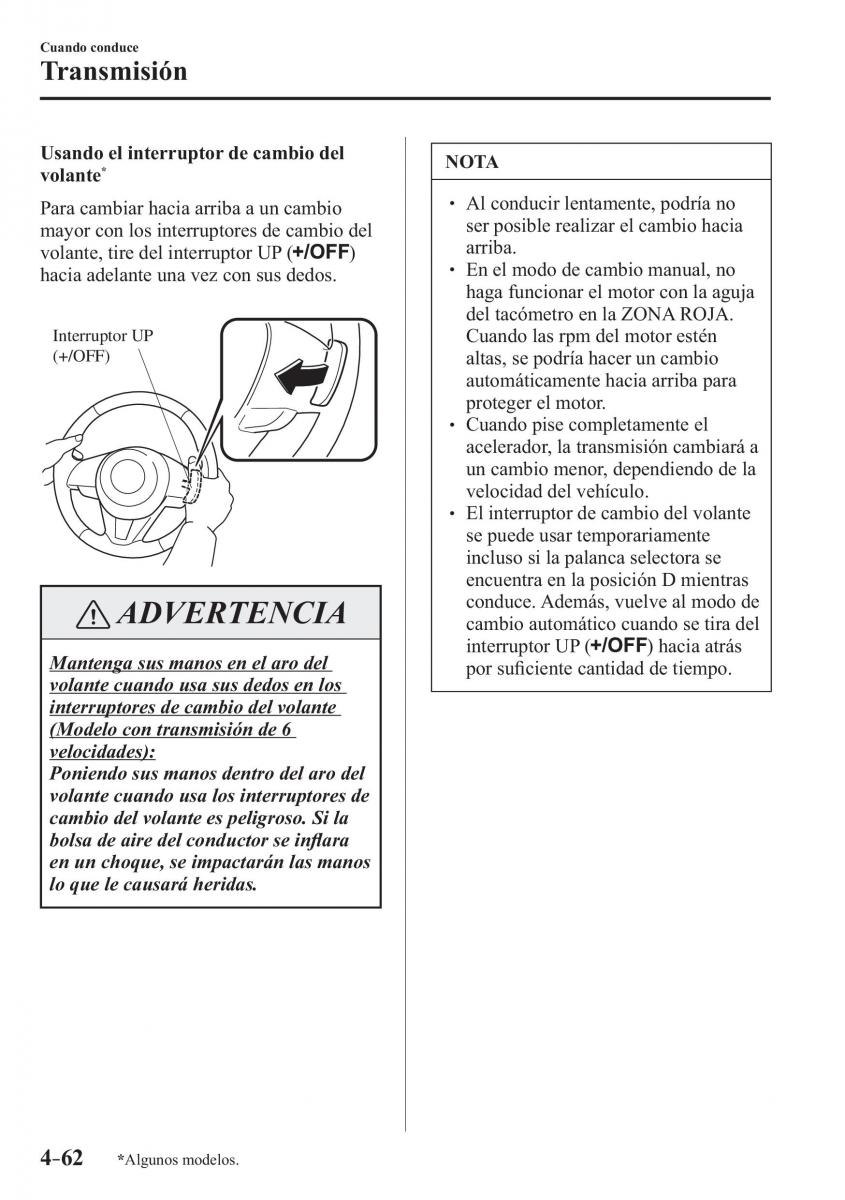 Mazda 3 III manual del propietario / page 222