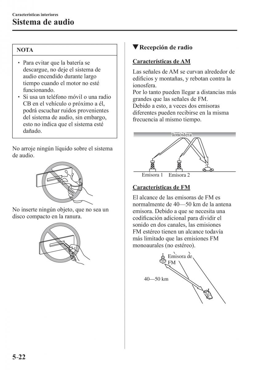 Mazda 3 III manual del propietario / page 382