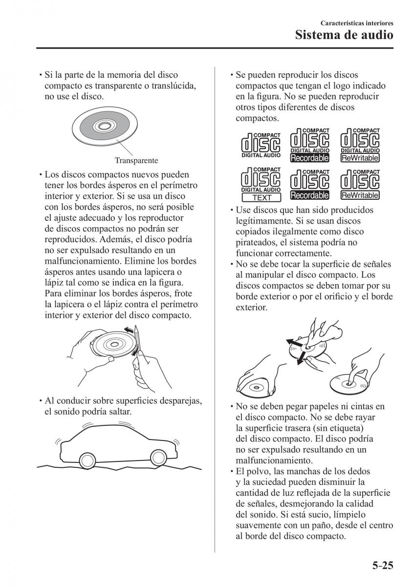 Mazda 3 III manual del propietario / page 385