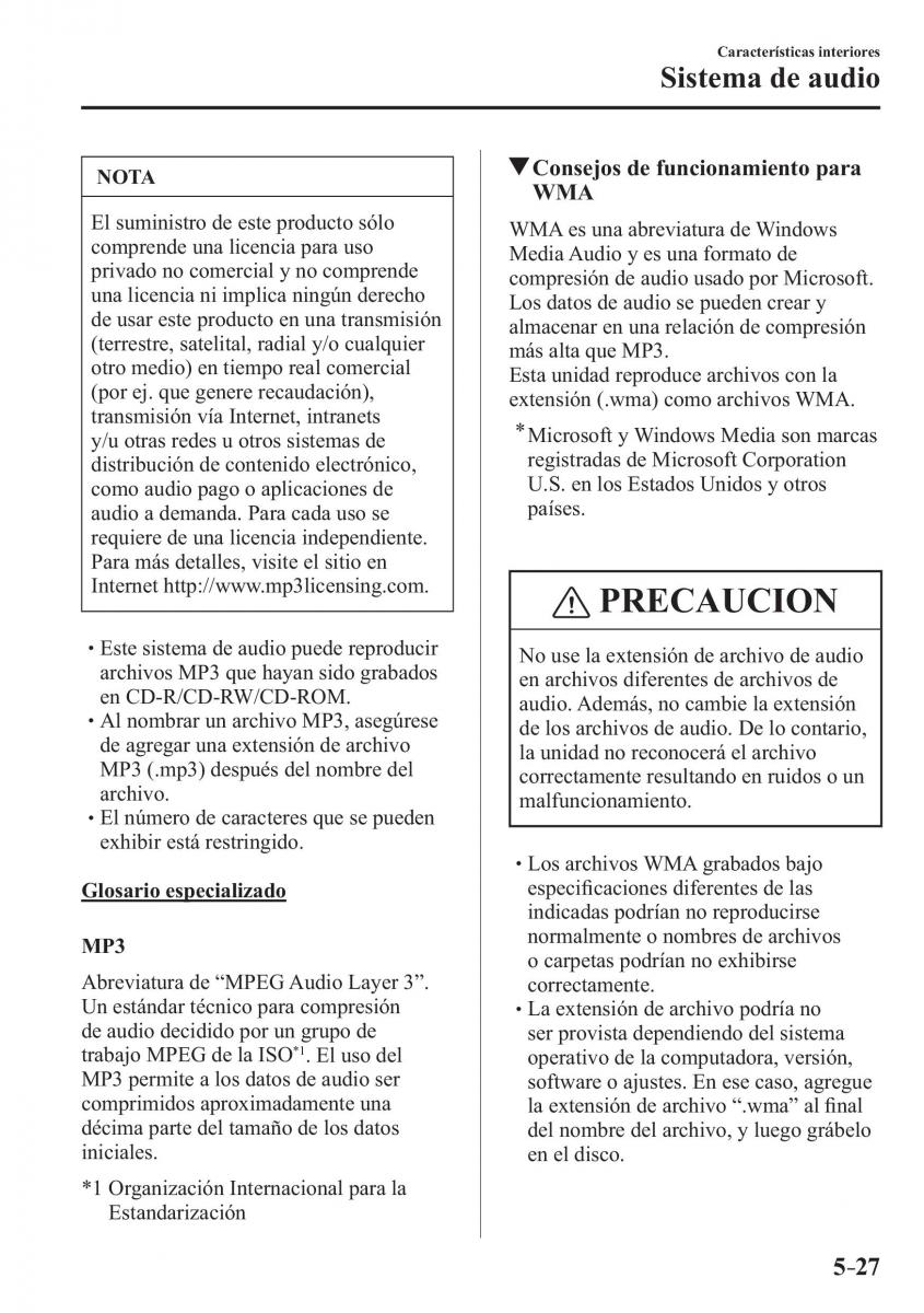 Mazda 3 III manual del propietario / page 387