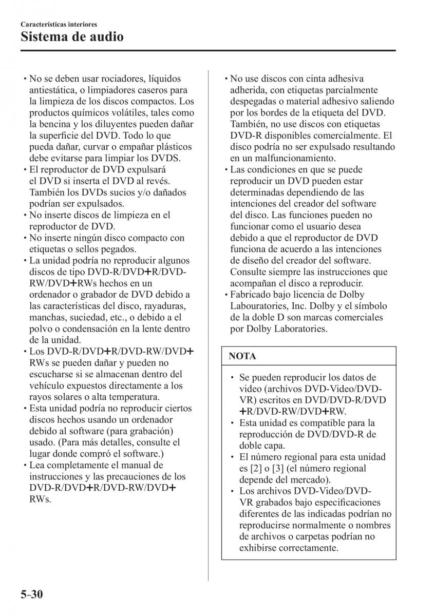 Mazda 3 III manual del propietario / page 390