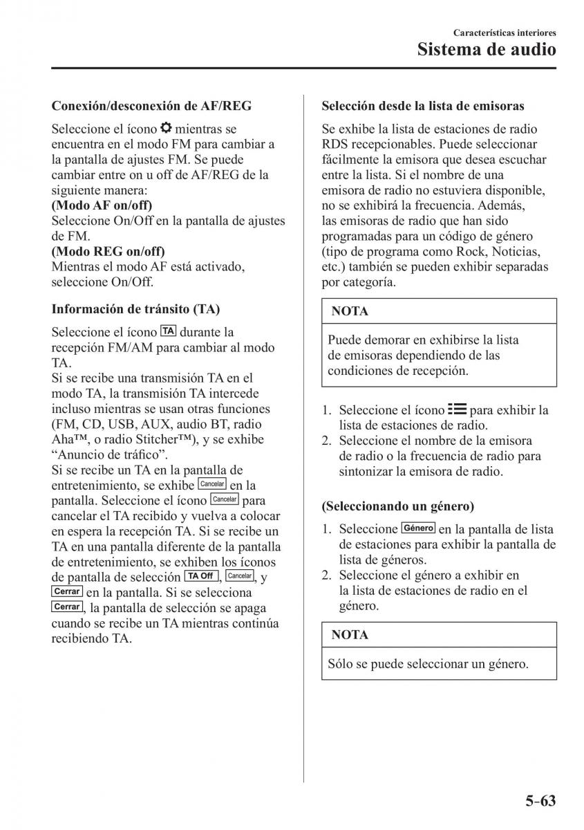 Mazda 3 III manual del propietario / page 423