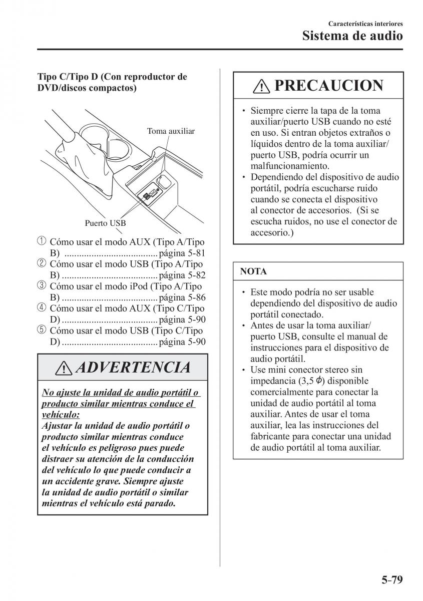 Mazda 3 III manual del propietario / page 439