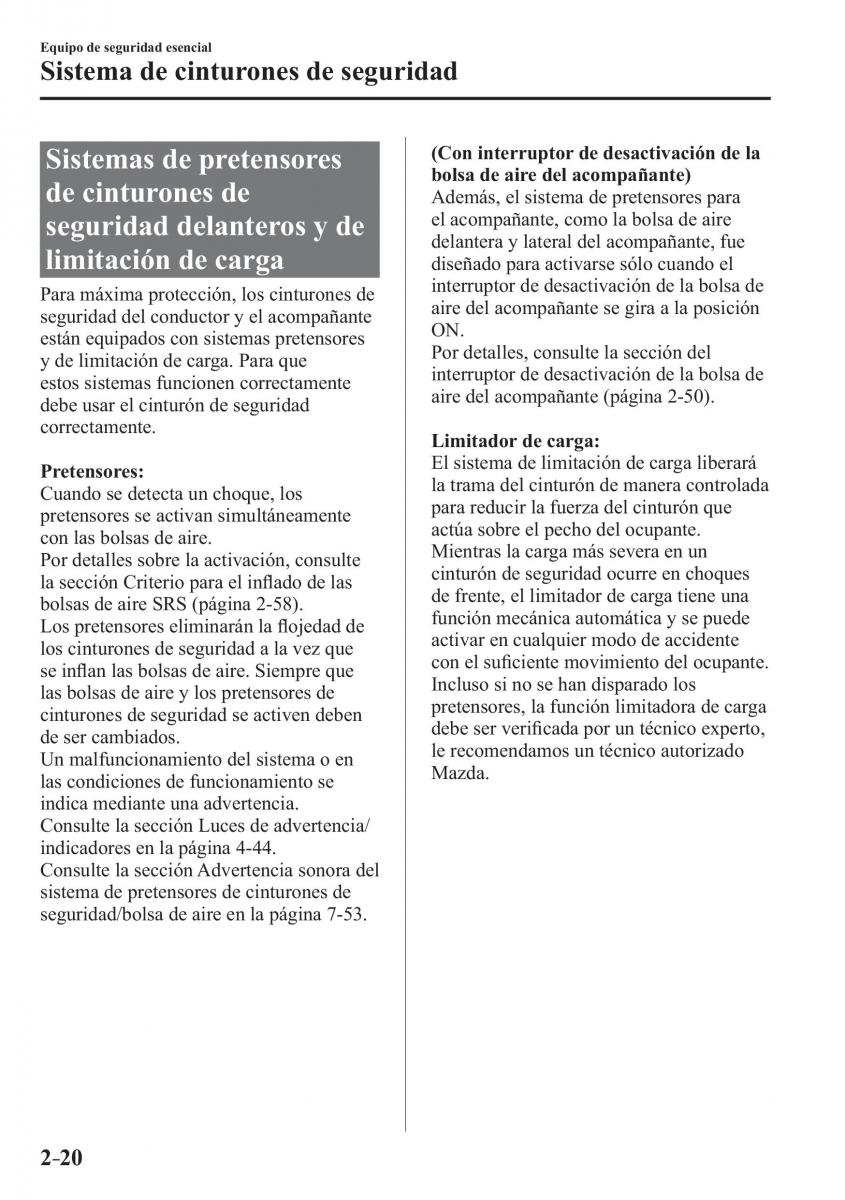 Mazda 3 III manual del propietario / page 44