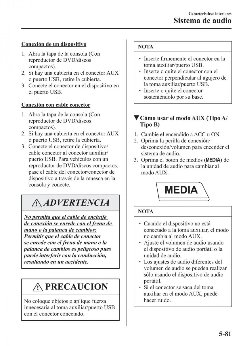 Mazda 3 III manual del propietario / page 441