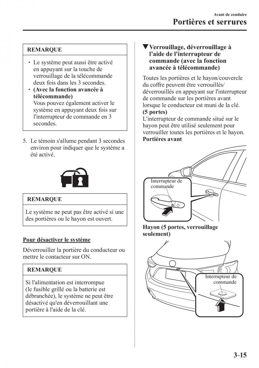 Mazda 3 III manuel du proprietaire / page 101