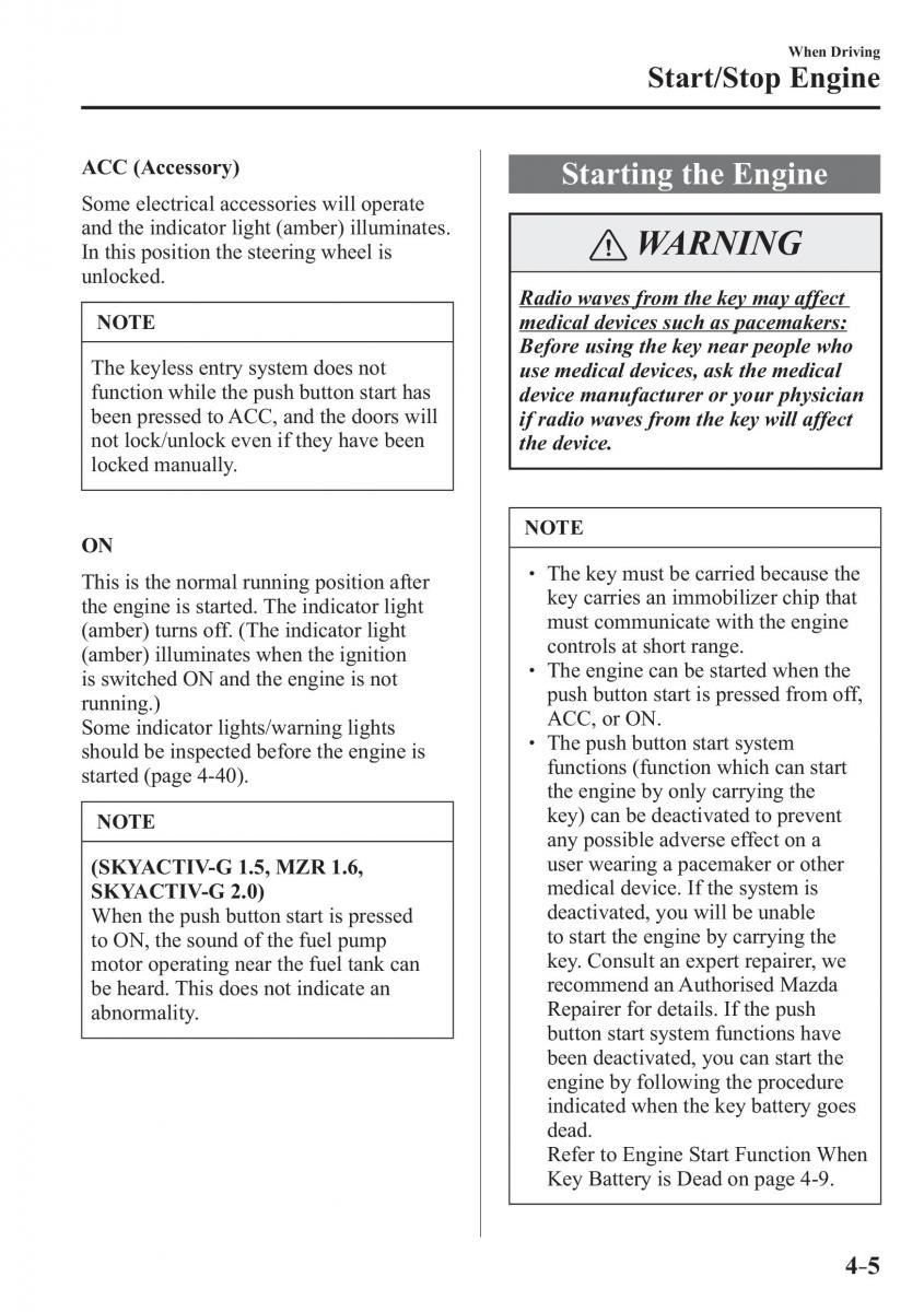 Mazda 3 III owners manual / page 155