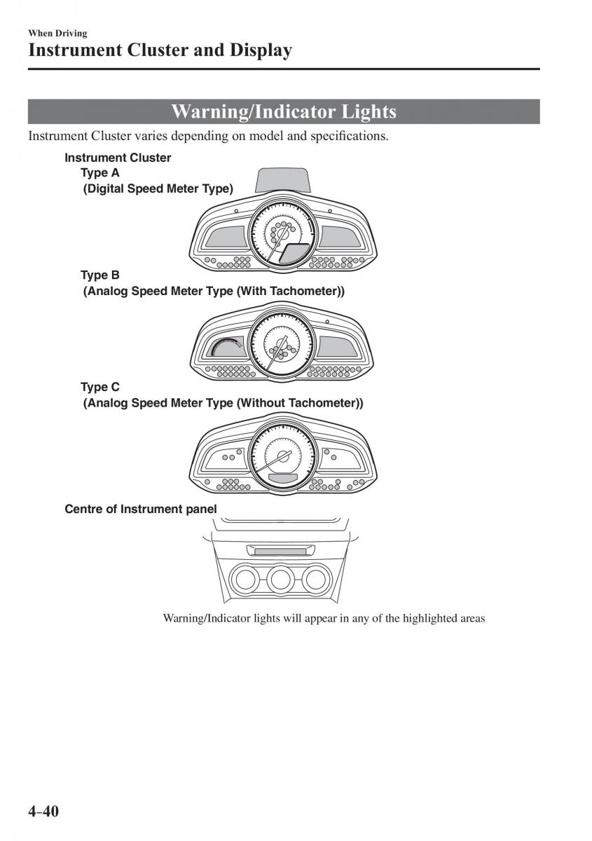 Mazda 3 III owners manual / page 190