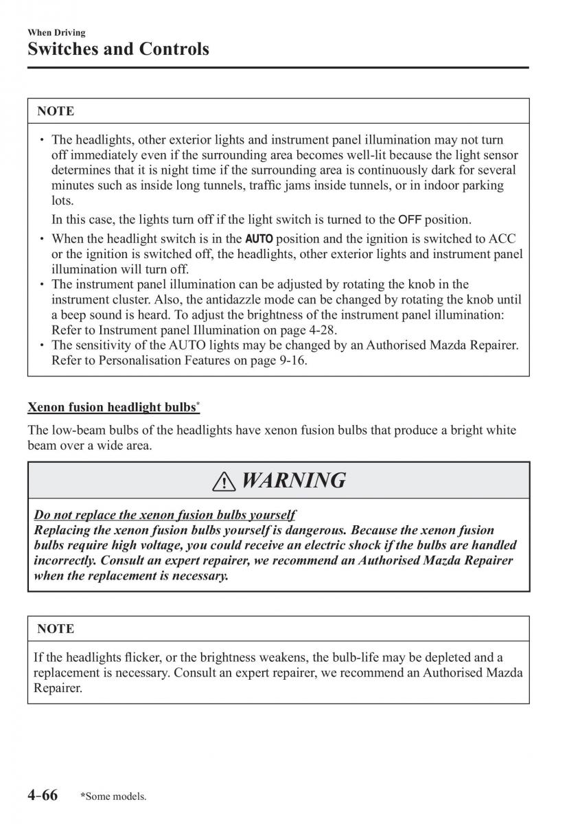 Mazda 3 III owners manual / page 216