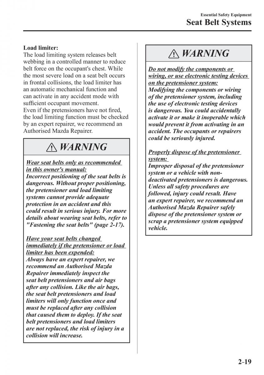 Mazda 3 III owners manual / page 43