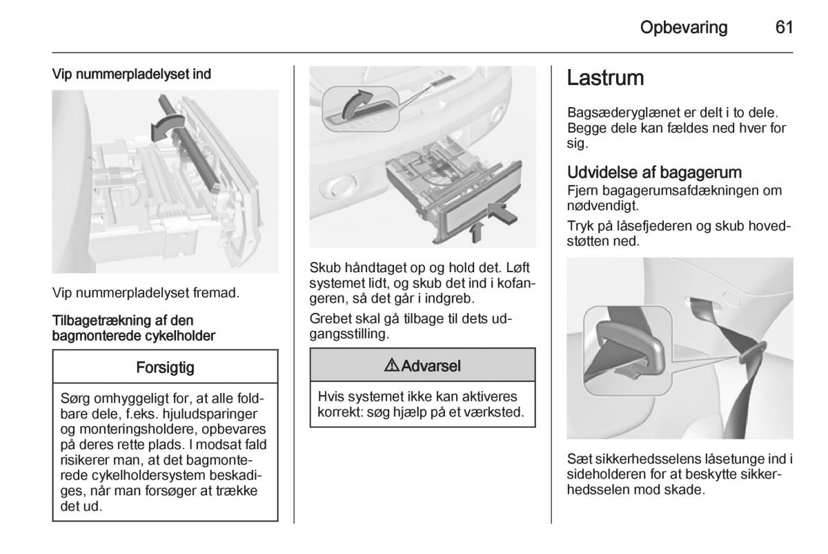 Opel Adam Bilens instruktionsbog / page 63