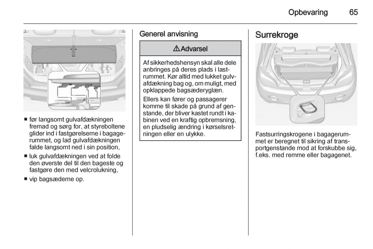 Opel Adam Bilens instruktionsbog / page 67