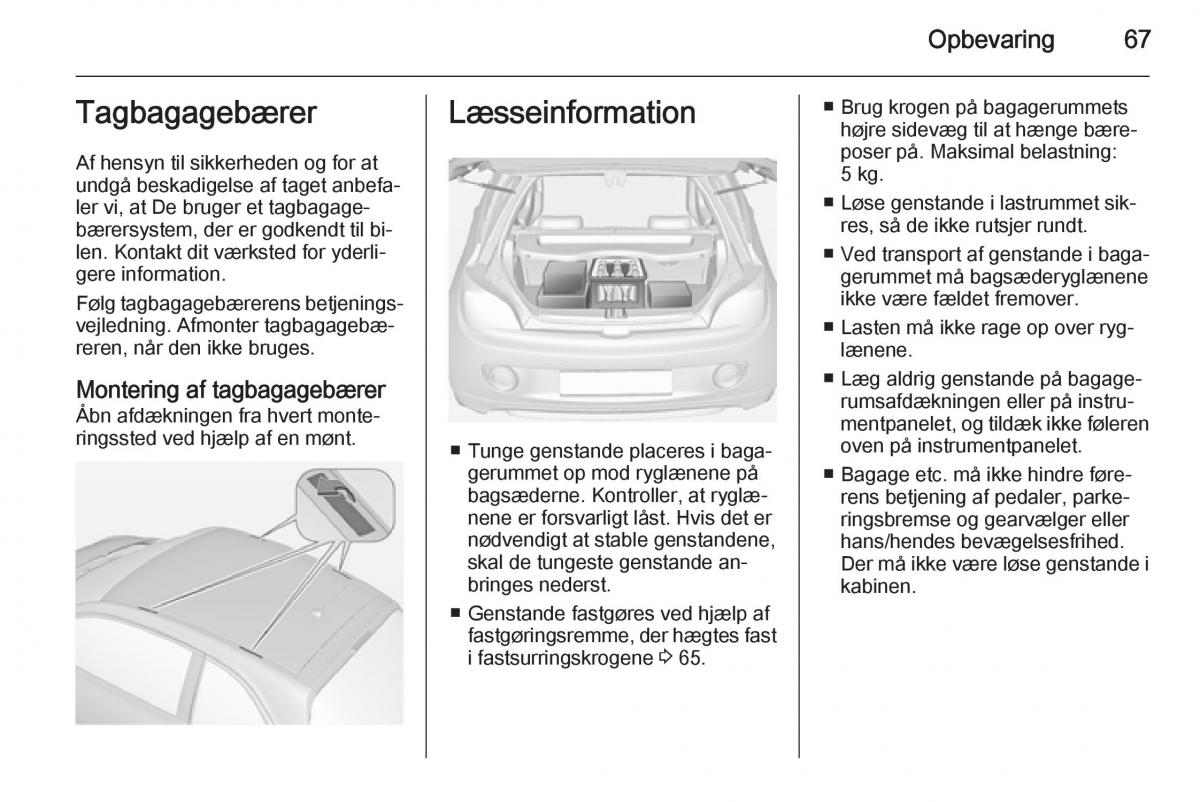 Opel Adam Bilens instruktionsbog / page 69