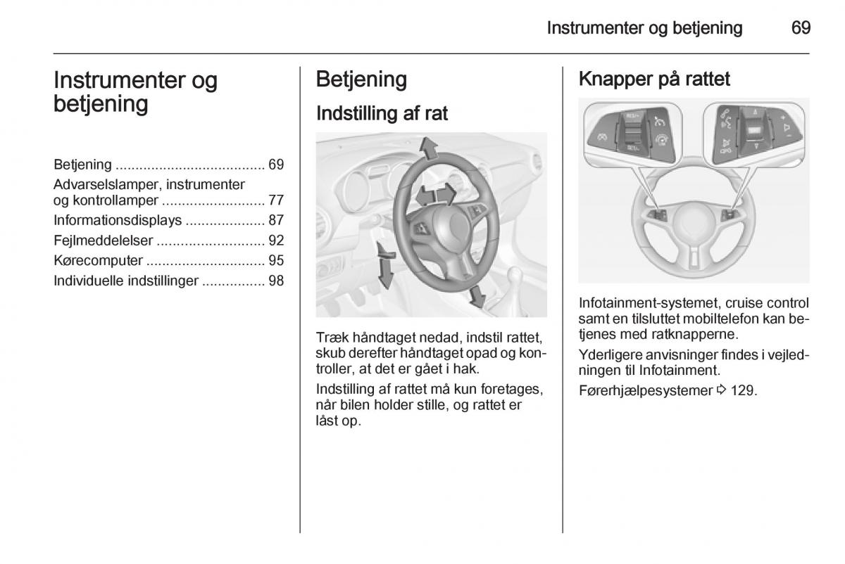 Opel Adam Bilens instruktionsbog / page 71