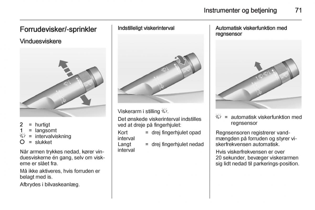 Opel Adam Bilens instruktionsbog / page 73