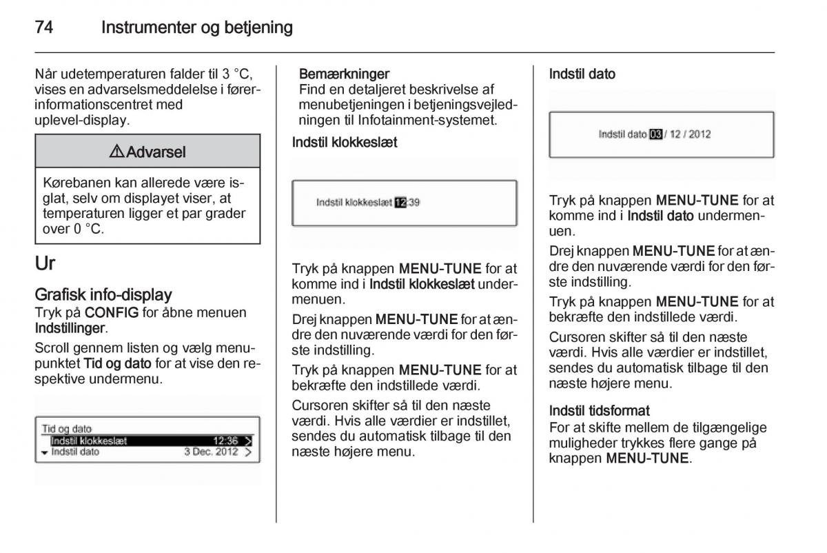 Opel Adam Bilens instruktionsbog / page 76