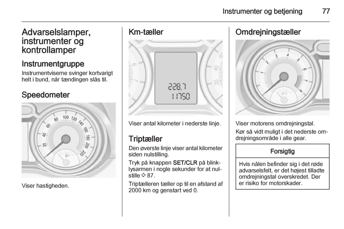 Opel Adam Bilens instruktionsbog / page 79