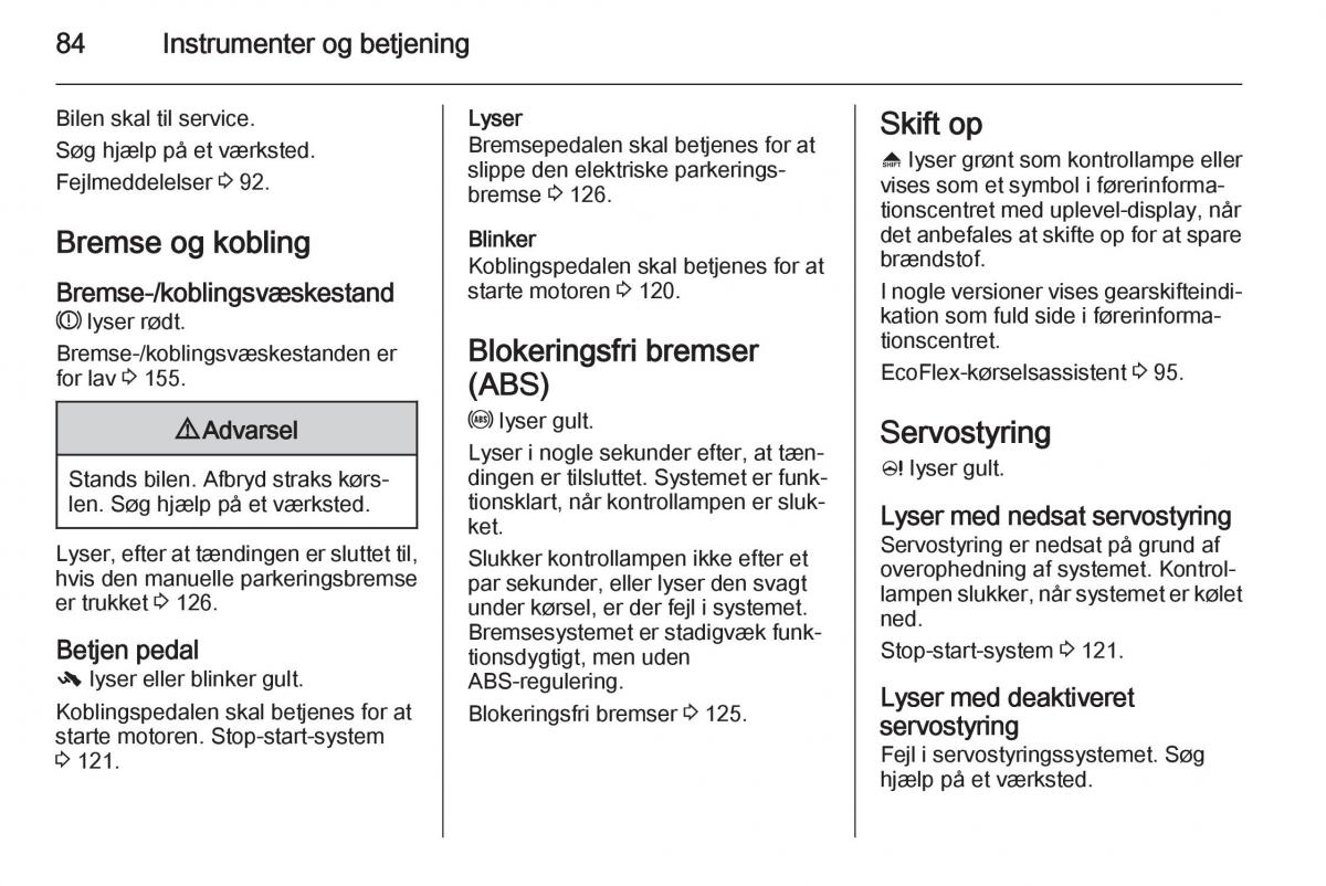 Opel Adam Bilens instruktionsbog / page 86