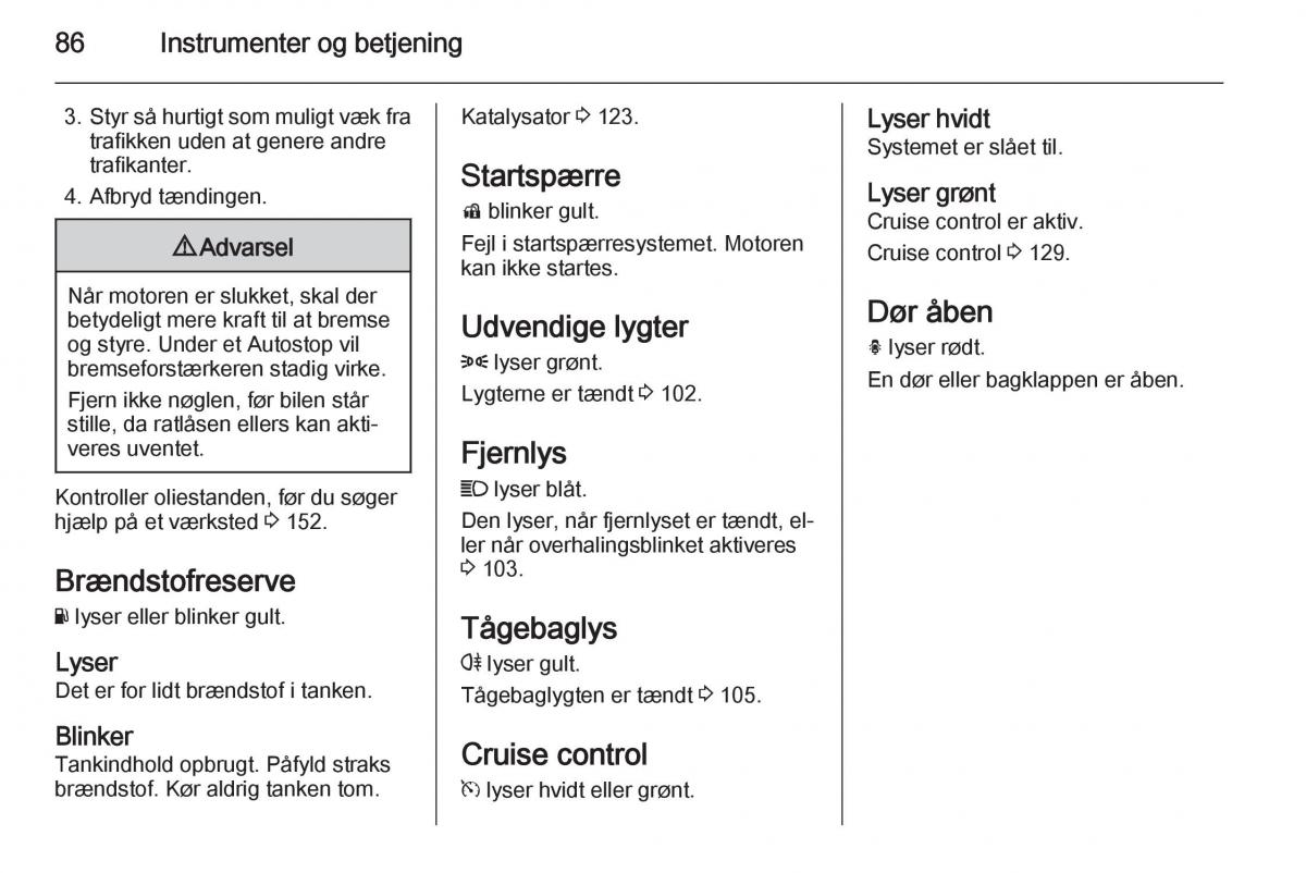 Opel Adam Bilens instruktionsbog / page 88