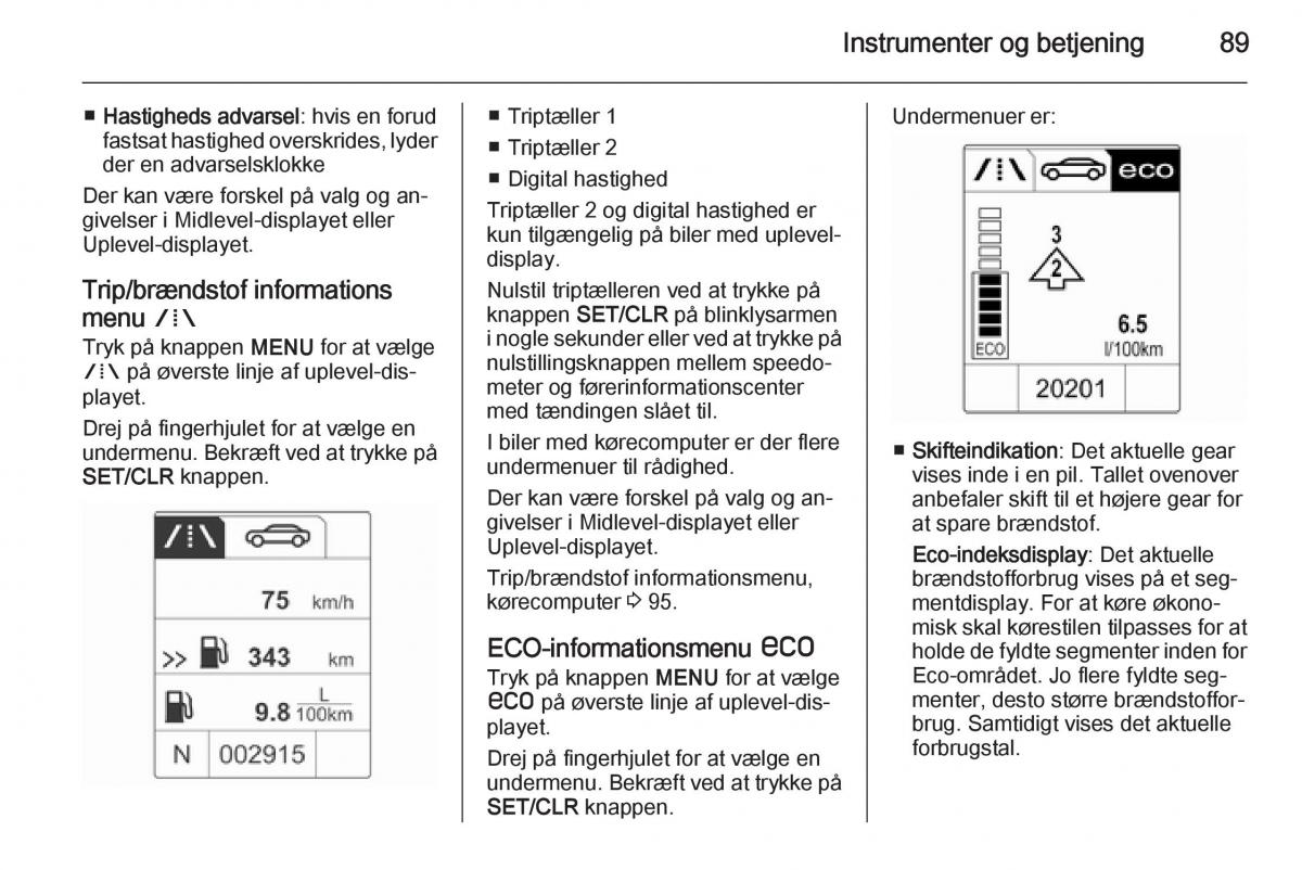 Opel Adam Bilens instruktionsbog / page 91