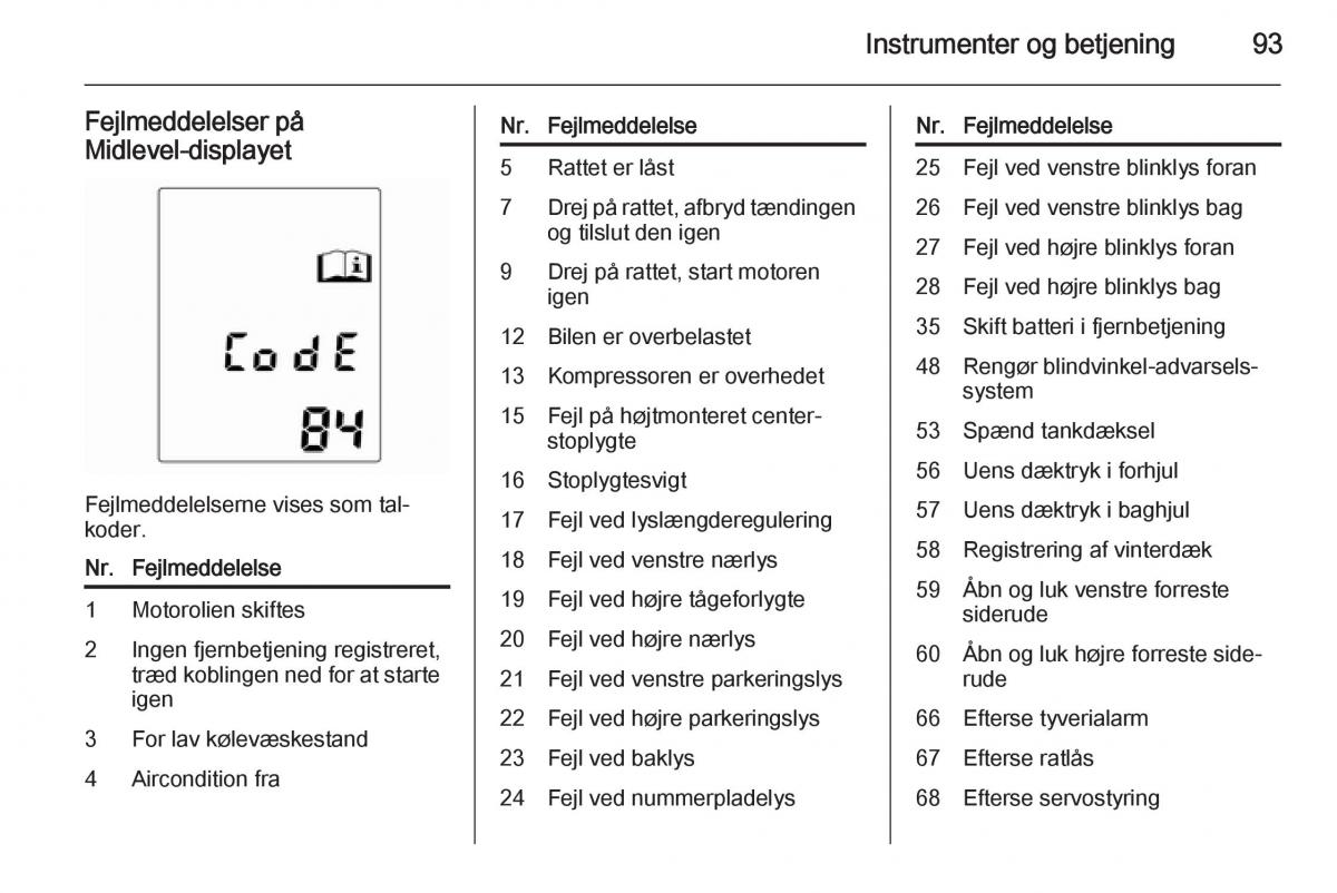 Opel Adam Bilens instruktionsbog / page 95