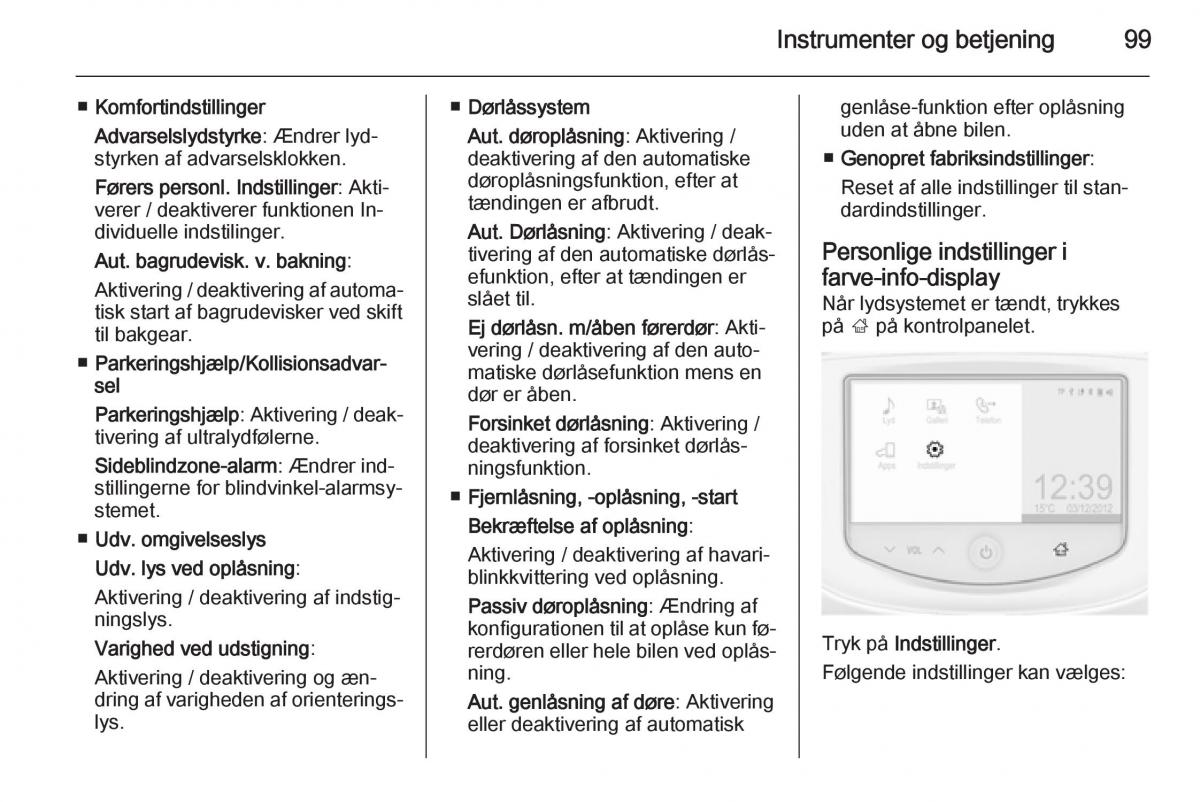 Opel Adam Bilens instruktionsbog / page 101