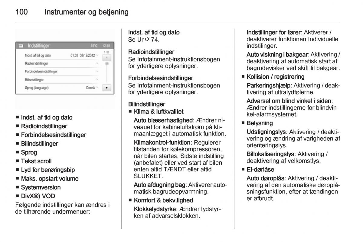 Opel Adam Bilens instruktionsbog / page 102