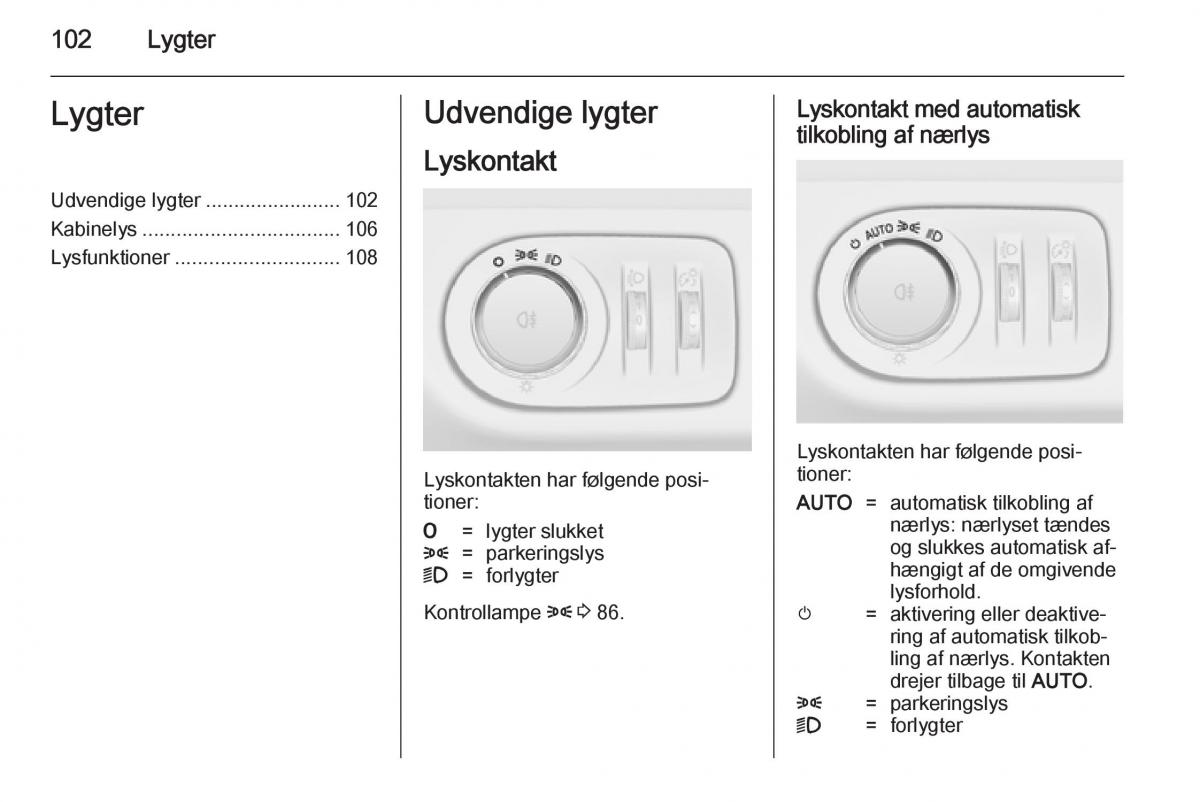 Opel Adam Bilens instruktionsbog / page 104