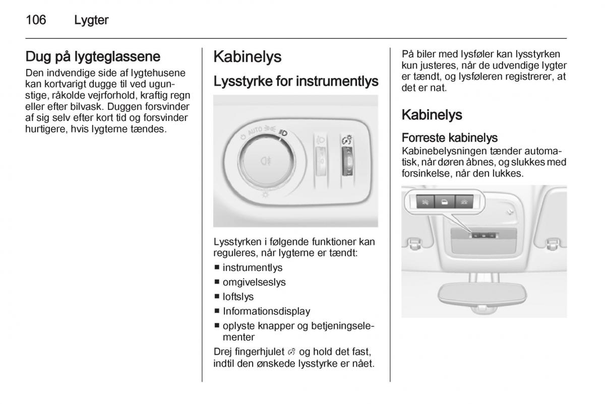 Opel Adam Bilens instruktionsbog / page 108