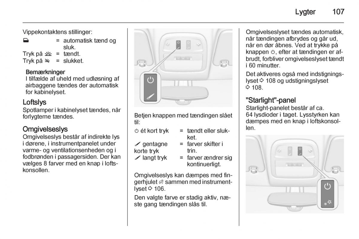 Opel Adam Bilens instruktionsbog / page 109