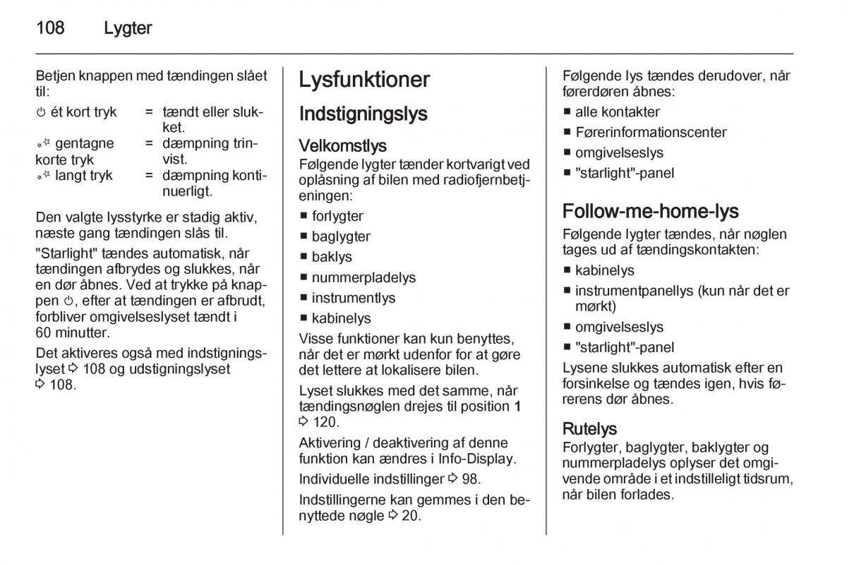 Opel Adam Bilens instruktionsbog / page 110