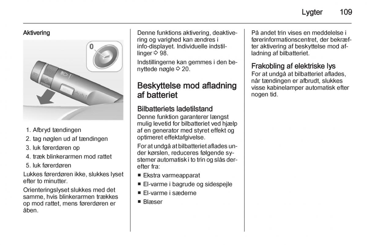 Opel Adam Bilens instruktionsbog / page 111