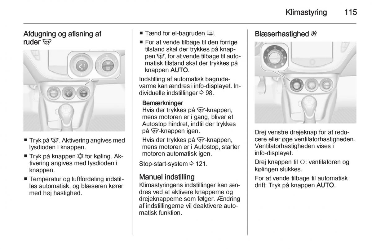 Opel Adam Bilens instruktionsbog / page 117