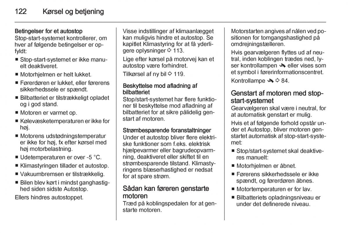 Opel Adam Bilens instruktionsbog / page 124