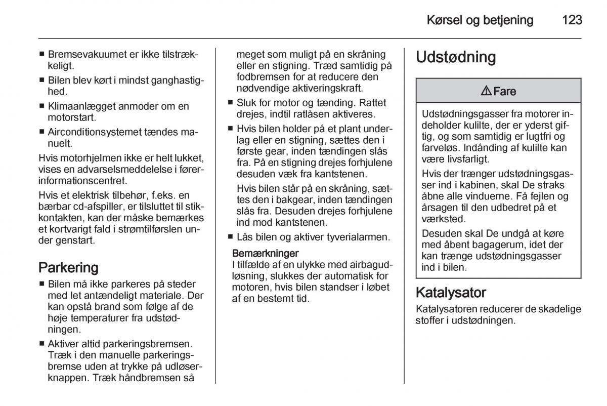 Opel Adam Bilens instruktionsbog / page 125