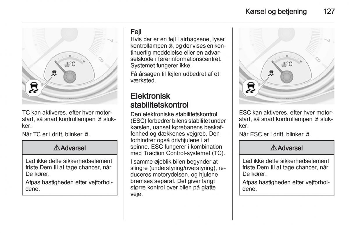 Opel Adam Bilens instruktionsbog / page 129