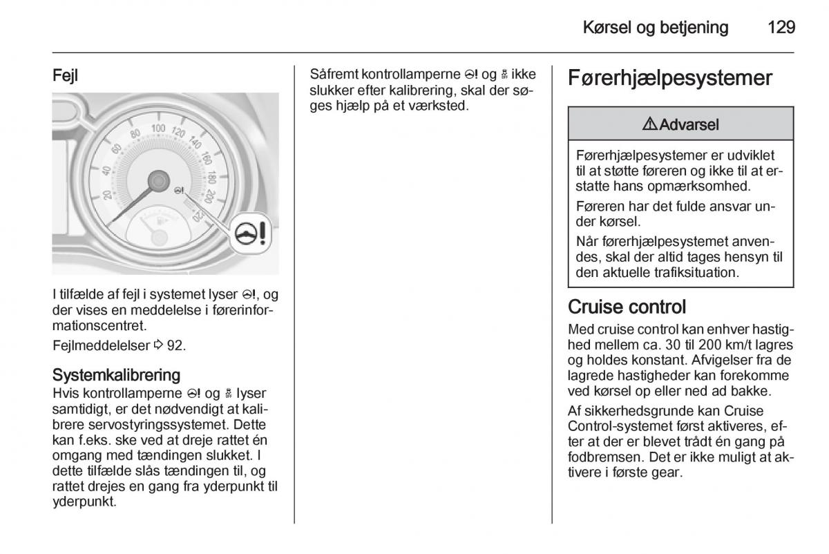 Opel Adam Bilens instruktionsbog / page 131